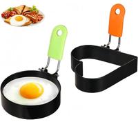 Flycppo Stampo Pancake 2 Pezzi Anelli per Uova per Friggere,Multi-Style Stampo Pancake con Manico,Uovo Fritto Stampo Antiaderenti per Muffin,Pancake,Melette e Cucina