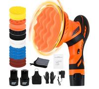 Flydida Lucidatrice Auto a Batteria, Lucidatrice Excentrica da 6 Pollici con 2 Pezzi di Batterie al Litio da 12V 2000mAh, Set di Lucidatrici Auto 17pz 5500RPM per Auto, Cura e Pulizia Auto, Lucidatura