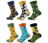 Flydo 6 Paia Calzini Divertenti Uomo Calze Colorate Calzini Simpatici Cotone Natale Calzini Moda Colorati Funny Socks Happy Fantasia