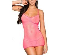 Flydo Donna Pizzo Sexy Lingerie Erotico Tuta Babydoll Trasparente Prospettiva Pigiama Intero Sexy Vestito Lace Mini Abito Tentazione Nightclub Backless Clubwear