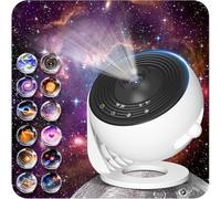 FlyEagle Proiettore Stelle Soffitto, Galaxy Projektor, Cielo Stellato Per Bambini E Adulti Proiettore Galassia Con Dischi Planetari 13 In 1, Luce Notturna Soffitto Led Con Timer, Bianco e Nero