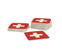 FLYERALARM Sottobicchieri per bicchieri, sottobicchieri per birra Svizzera (50 pezzi) in cartone quadrato (9,3 cm x 9,3 cm), decorazione da tavola Campionato Europeo con bandiera svizzera