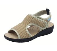 Fly Flot Sandalo Donna in Rete Elastica con Strappo Regolabile, Sottopiede in Evopell, Ciabatte, Beige, 38 EU