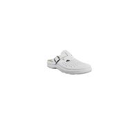 FLYFLOT ART 307 Ciabatta Ciabatte Sanitaria Sanitarie Uomo Blu Bianco Bianche Ciabatta Confort Ciabatta Pelle Fibbia Regolabile Made In Italy (42, Bianco)