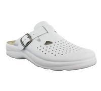 FLYFLOT ART 307 Ciabatta Ciabatte Sanitaria Sanitarie Uomo Blu Bianco Bianche Ciabatta Confort Ciabatta Pelle Fibbia Regolabile Made In Italy (41, Bianco)