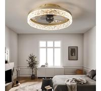 FLYFO Fan Plafoniera, Creativo Moderno LED Dimmerabile Ventilatore, Con Illuminazione e Telecomando Muto, 2 Modalità e 6 Livelli Regolabile Luci Della Camera da Letto Ufficio Ristorante (GOLD-small)