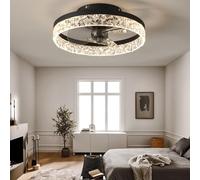 FLYFO Fan Plafoniera, Creativo Moderno LED Dimmerabile Ventilatore, Con Illuminazione e Telecomando Muto, 2 Modalità e 6 Livelli Regolabile Luci Della Camera da Letto Ufficio Ristorante (BLACK-small)