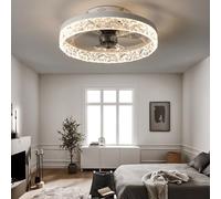 FLYFO Fan Plafoniera, Creativo Moderno LED Dimmerabile Ventilatore, Con Illuminazione e Telecomando Muto, 2 Modalità e 6 Livelli Regolabile Luci Della Camera da Letto Ufficio Ristorante (WHITE-small)