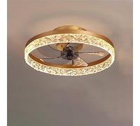 FLYFO Fan Plafoniera, Creativo Moderno LED Dimmerabile Ventilatore, Con Illuminazione e Telecomando Muto, 2 Modalità e 6 Livelli Regolabile Luci Della Camera da Letto Ufficio Ristorante (Gold)