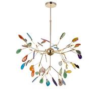 FLYFO Pietra D'agata Lampadario Moderno LED Ragazza Camera da Letto Lampada a Sospensione Altezza Regolabile Art Deco Plafoniere Sala da Pranzo Soggiorno Luce Sospesa,F,20 Heads