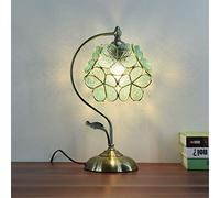 FLYFO Tiffany retrò Lampada da Tavolo, Personalizzato Bicchiere Paralume Colore Caldo Protezione per Gli Occhi Lampada da Scrivania, Soggiorno Camera Letto Decorazione di Mobili E27 Luce Notturna,E