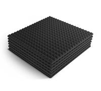 FLYFOAM | Pannello Fonoassorbente Piramidale in Poliuretano Espanso, 6 Pezzi da 100x100x5 cm, D25 con Comportamento al Fuoco HF1-UL94, per Assorbimento e Isolamento Acustico, Made in Italy