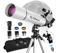 FlyGala Telescopio 30X-750X per adulti ad alta potenza, apertura 80 mm, lunghezza focale 600 mm, telescopio astronomico per bambini di 8-12 anni, telescopi rifrattore astronomico per bambini dai 6