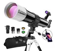 FlyGala Telescopio per adulti ad alta potenza, apertura 80 mm, 900 mm, rifrattore professionale per astronomia principianti 36-270X FMC con treppiede AZ, borsa per il trasporto, adattatore per