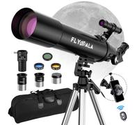 FlyGala Telescopio per bambini e adulti, apertura 80 mm, lunghezza focale 600 mm, telescopio astronomico per principianti per adulti ad alta potenza (30X-750X), telescopi rifrattore astronomico per