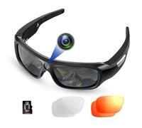 FlyGift 4K 2160P FHD Sports & Action Videocamera, occhiali da sole con protezione UV400 lenti polarizzate + lenti gialle trasparenti/abbaglianti per sport all'aria aperta (scheda TF da 64 GB inclusa)