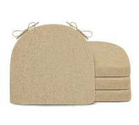FlyGulls Cuscini per sedie da pranzo a forma di U, con retro antiscivolo, per sedie da cucina, ufficio, extra spessi, con laccetti, confezione da 4 (beige, 43 x 40 x 5 cm)