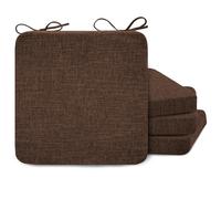 FlyGulls Cuscini quadrati per sedie da cucina con laccetti, spessore 5,1 cm, per sedie da pranzo, antiscivolo, set da 4 con fodera lavabile in lavatrice, 40,6 x 40,6 cm, marrone