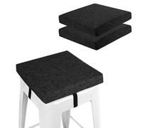 FlyGulls Set di 2 cuscini quadrati antiscivolo per sgabello da bar con chiusura spessa 5,1 cm, con rivestimento lavabile in lavatrice (30,5 x 30,5 cm, nero)