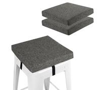 FlyGulls Set di 2 cuscini quadrati antiscivolo per sgabello da bar con lacci, spessore 5,1 cm, lavabile in lavatrice, 30,5 x 30,5 cm (grigio scuro)
