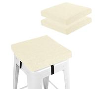 FlyGulls Set di 2 cuscini quadrati per sgabello da bar, antiscivolo, con laccetti, spessore 5 cm, con fodera lavabile in lavatrice, 30,5 x 30,5 cm (avorio)