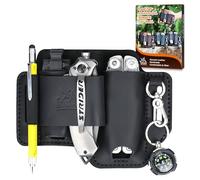 FLYHOMES - Guaina multiuso in vera pelle, realizzata a mano, con cuciture per cintura per Leatherman Surge, contiene kit di punte ed estensore, fondina per torcia, penna e custodia per attrezzi EDC