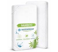 FlyIdeas Coprimaterasso Impermeabile Bambù Culla 75x35 cm, Set 2 pezzi | Tessuto assorbente e traspirante, lavabile a 90 gradi. Angoli elasticizzati. Adatto a co-sleeping, navicella, carrozzina.