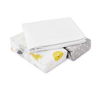 FlyIdeas Set 2 Lenzuola 90x50 cm + 1 Coprimaterasso Culla 90x50 Impermeabile - 100% Cotone - Lenzuola per Culla 90x50 Morbide e Traspiranti, Compatibili con Neste