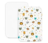 FlyIdeas Set 2 Lenzuola con Angoli 100% Cotone - Lenzuola Sotto Elasticizzate Compatibili con Materassi Culle (Jungla, 140x70 cm)