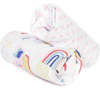 Flyideas Set 2 Lenzuola con Angoli per Next to Me 50x83 cm - 100% Cotone Morbido e Traspirante, Adatte a Culle Co-Sleeping, Unicorni