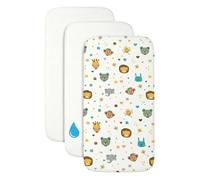 FlyIdeas Set 2 Lenzuola per Next to Me 50x83 cm 100% Cotone + 1 Coprimaterasso Impermeabile Lenzuola Compatibili Next2Me Morbide e Traspiranti