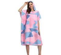FLYILY Poncho spogliatoio Accappatoio per cambiarsi Poncho ad Asciugamano da Surf con Cappuccio Ideale per Il Surf(PinkGeometry,L)