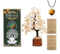 FLYING APSARAS Set di decorazioni con albero della vita in cristallo, regalale un bonsai con pietre di ametista, ornamenti per la famiglia, collana con ciondolo chakra, 7 pietre chakra, scatola regalo
