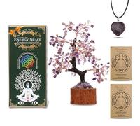 FLYING APSARAS Set di decorazioni con albero della vita in cristallo, regalale un bonsai con pietre di ametista, ornamenti per la famiglia, collana con ciondolo chakra, 7 pietre chakra, scatola regalo