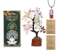 FLYING APSARAS Set di decorazioni con albero della vita in cristallo, regalale un bonsai con pietre di ametista, ornamenti per la famiglia, collana con ciondolo chakra, 7 pietre chakra, scatola regalo