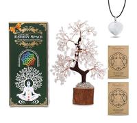 FLYING APSARAS Set di decorazioni con albero della vita in cristallo, regalale un bonsai con pietre di ametista, ornamenti per la famiglia, collana con ciondolo chakra, 7 pietre chakra, scatola regalo