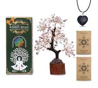 FLYING APSARAS Set di decorazioni con albero della vita in cristallo, regalale un bonsai con pietre di ametista, ornamenti per la famiglia, collana con ciondolo chakra, 7 pietre chakra, scatola regalo