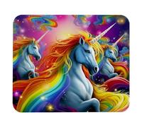 Flying Art Colorful Uni-Corn Tappetino Scrivania Durevoli Mousepad Antiscivolo Tappetino per Mouse per Casa Gaming Accessori Scrivania 25X30Cm