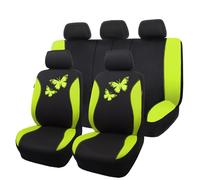 Flying Banner Coprisedili per auto in rete traspirante, Motivo a farfalla colorata, protezione compatibile con airbag (Set completo, Verde)