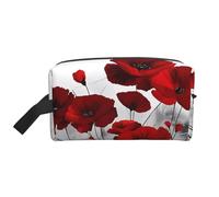 Flying Bees Daisy Honey Print Storage Bag - Borsa da viaggio resistente, organizer portatile per trucchi e cosmetici con cerniera, Papavero rosso., taglia unica
