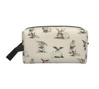 Flying Bees Daisy Honey Print Storage Bag - Borsa da viaggio resistente, organizer portatile per trucchi e cosmetici con cerniera, Sfondo coniglio, taglia unica