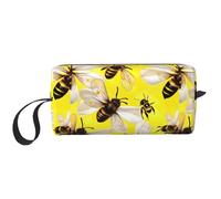Flying Bees Daisy Honeys Print Foam Padded Cosmetic Case Simple Organizer Pouch Lightweight Travel Bag per risparmiare spazio
