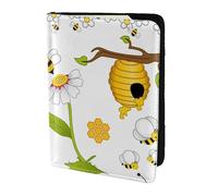 Flying Bees - Porta passaporto con stampa di margherite e miele, essenziale da viaggio, per carte e passaporto, dimensioni adatte a tutti i passaporti standard