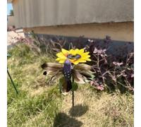 Flying Bird Solar Garden Stake - Statua di colibrì animata per decorazione esterna, batteria di riserva inclusa, arte da giardino 38 cm (uccello)