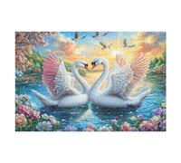 Flying Bird White Swans Puzzle 1000 Pezzi Per Regalo Di Capodanno Cartone Di Alta Qualità Per Famiglie Pool Lotus Avian Per Riunioni Festive Con Poster Incluso Migliore Vendita 1000 PCS