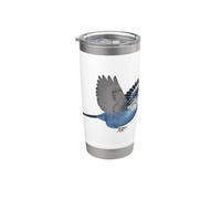 Flying Blue Budgie Parrocchetto Bird Watcher Bird Amante Regalo Bicchiere termico in acciaio inox doppia parete