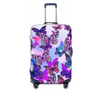 Flying Butterflies - Copribagagli da viaggio, elastico, per valigie, 45-81 cm, Nero , L