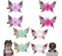 Flying Butterfly Hairpin, 3D Butterfly Hair Clip with Glittering Rhinestones and Moving Wings, Cute Hair Small Plush Clips for Girls (4PCS-C)