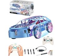 Flying Car,Flying Remote Control Car,Air & Ground Dual Mode Rc Cars with Stunning LED Light,One-Click Operation,Anti-Slip Dual-Speed,High-Grip Tires,Propeller Protection,For Indoor And Outdoor (Blue)