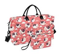 Flying Cow - Borsa da viaggio a tracolla con tracolla regolabile, con tracolla regolabile, set da 2 pezzi